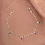 Pulseira Pingentes Redondos Zirconia Coloridas Prata 925