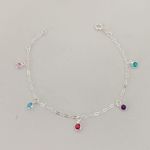 Pulseira Pingentes Redondos Zirconia Coloridas Prata 925