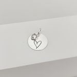 Pingente Redondo Coração com Zirconia Cristal Prata 925