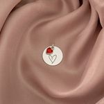 Pingente Redondo Coração com Zirconia Vermelha Prata 925
