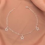 Tornozeleira Pingentes Estrelas Vazada Prata 925