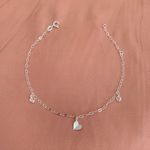 Tornozeleira Coração Origami e Zirconia Cristal Prata 925