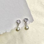 Brinco Baby Solitario 4mm e Perola 5mm Prata 925