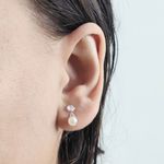 Brinco Baby Solitario 4mm e Perola 5mm Prata 925