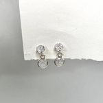 Brinco Prata Legítima 925 Solitario 5mm e Pingente 6mm Cristal