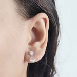 Brinco Prata Legítima 925 Solitario 5mm e Pingente 6mm Cristal