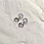 Brinco Solitario 4mm e Pingente 5mm Cristal Prata 925