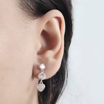 Brinco Prata Legítima 925 com 2 Solitarios 5mm/6mm e Coraçao 6x6 milímetros Zirconia Cristal 