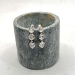 Brinco Prata Legítima 925 com 2 Solitarios 5mm/6mm e Coraçao 6x6 milímetros Zirconia Cristal 