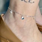 Tornozeleira Prata Legítima 925 Estrela Vazada e Coração Cristal 1,5gr