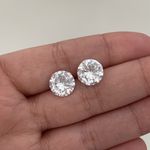 Brinco Solitario Zirconia 10mm Prata 925