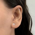 Brinco Carrê Zirconia Cristal 4x4mm Prata 925