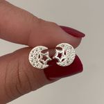 Brinco Prata Legitima 925 Lua e Estrela com Zirconia 