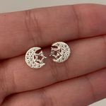 Brinco Prata Legitima 925 Lua e Estrela com Zirconia 