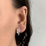 Brinco Prata Legitima 925 Cobra com Zirconia 