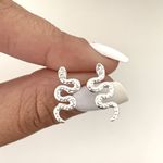 Brinco Prata Legitima 925 Cobra com Zirconia 