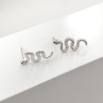 Brinco Prata Legitima 925 Cobra com Zirconia 