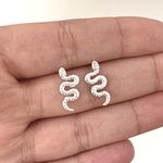 Brinco Prata Legitima 925 Cobra com Zirconia 