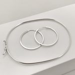 Kit Bracelete Fio 2mm Anatômico e Argola Redonda Fio Quadrado 2,5cm Prata 925