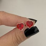 Brinco Prata Legítima 925 Zircônia Coração Vermelho 