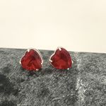 Brinco Prata Legítima 925 Zircônia Coração Vermelho 