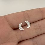 Brinco Lua Cravejado de Zircônia Prata 925