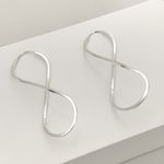 Brinco Argola Prata Legítima Infinito Fio Quadrado 5 cm Tamanho G Fecho Encaixe