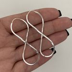 Brinco Argola Prata Legítima Infinito Fio Quadrado 5 cm Tamanho G Fecho Encaixe