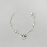 Pulseira Prata Legítima Infantil Bolinha com Pingente Urso 14 centímetros