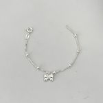 Pulseira Prata Legítima Infantil Bolinha com Pingente Laço 14 centímetros