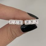 Brinco Prata Legítima 925 Três Quadrados Cristal