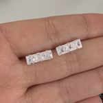 Brinco Prata Legítima 925 Três Quadrados Cristal