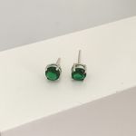 Brinco Solitário Zircônia Verde Esmeralda Prata 925