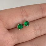 Brinco Solitário Zircônia Verde Esmeralda Prata 925