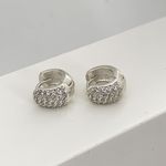 Brinco Prata Legítima 925 Argola Abaulado com Zirconia 