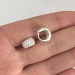 Brinco Prata Legítima 925 Argola Abaulado com Zirconia 