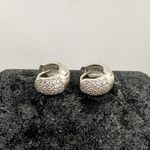 Brinco Prata Legítima 925 Argola Abaulado com Zirconia 