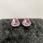 Brinco Zircônia Coração Rosa Prata 925