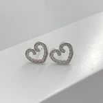 Brinco Prata Legítima 925 Coraçao Vazado com Zirconia