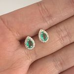 Brinco Prata Legítima 925 Gota Verde Turmalina Com Zirconia 