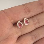 Brinco Gota Rosa Cereja Com Zirconia Prata 925