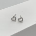 Brinco Prata Legítima 925 Baby Coraçao com Zirconia Vazado 