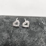 Brinco Prata Legítima 925 Baby Coraçao com Zirconia Vazado 