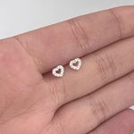 Brinco Prata Legítima 925 Baby Coraçao com Zirconia Vazado 