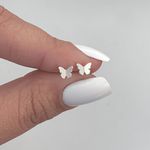 Brinco Prata Legítima 925 Baby Borboleta Origami 