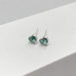 Brinco Prata Legítima 925 Baby Coraçao Zirconia Verde 