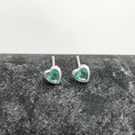 Brinco Prata Legítima 925 Baby Coraçao Zirconia Verde 