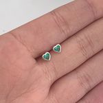 Brinco Prata Legítima 925 Baby Coraçao Zirconia Verde 