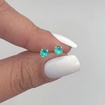 Brinco Prata Legítima 925 Baby 5mm Zirconia Verde 