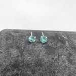 Brinco Prata Legítima 925 Baby 5mm Zirconia Verde 